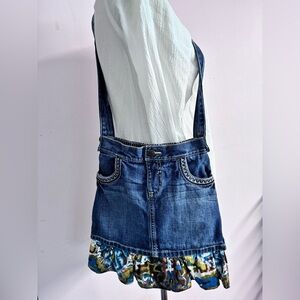 Women’s Upcycled/Handmade Denim Shoulder Bag, Blue, Ruffled Trim